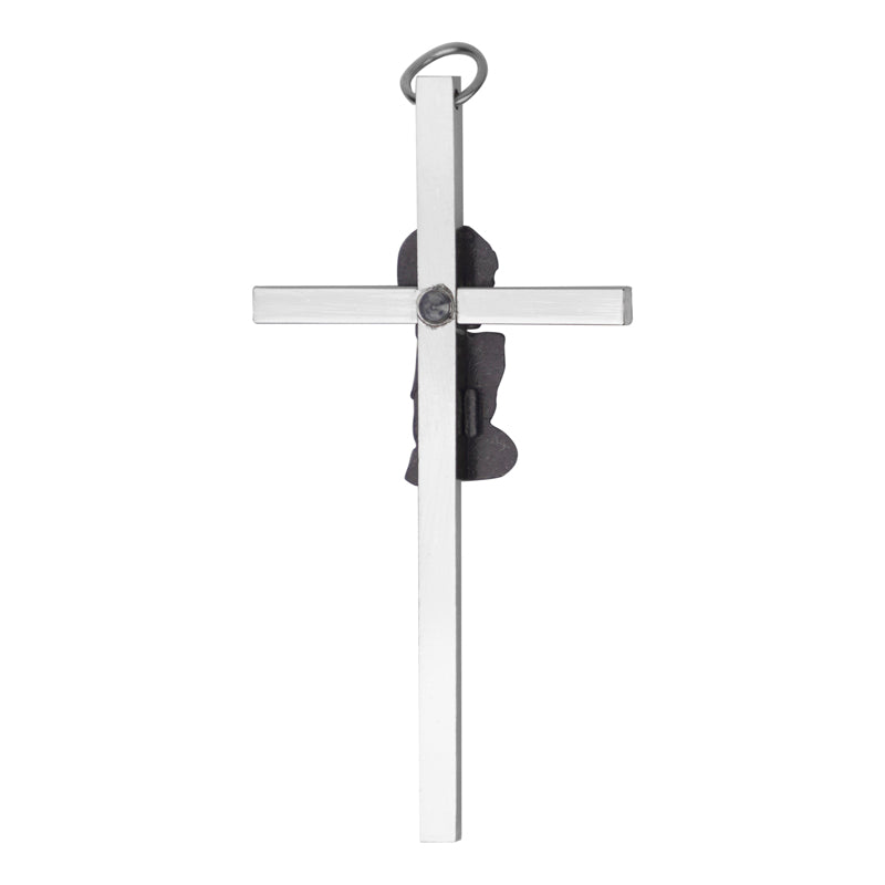 Praying Girl Baby Cross Silver Plated Pewter 6 x 3.5 Inch