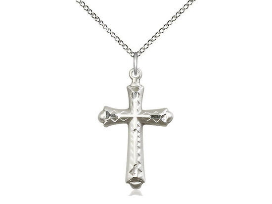 Fluted Texture Cross Necklace