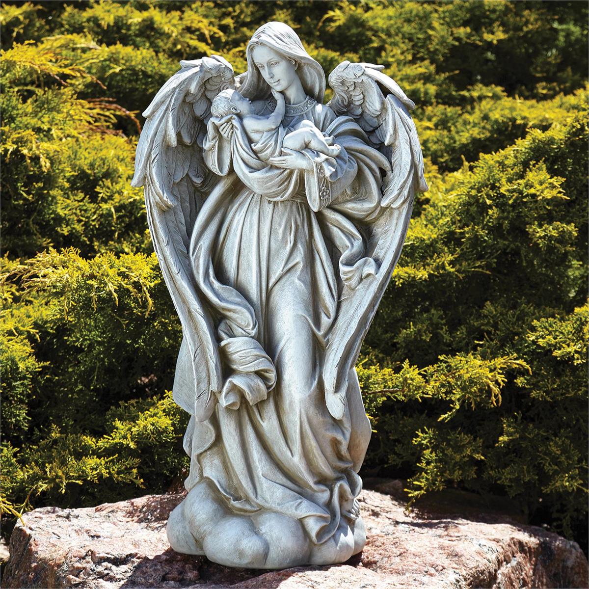 Angel with Baby Garden Statue – 25.25"H | Infant Memorial & Sympathy Gift