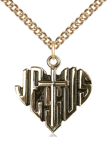 Heart of Jesus and Cross Medium Pendant