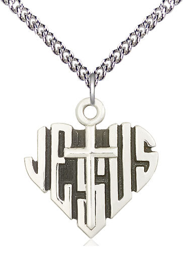 Heart of Jesus and Cross Medium Pendant