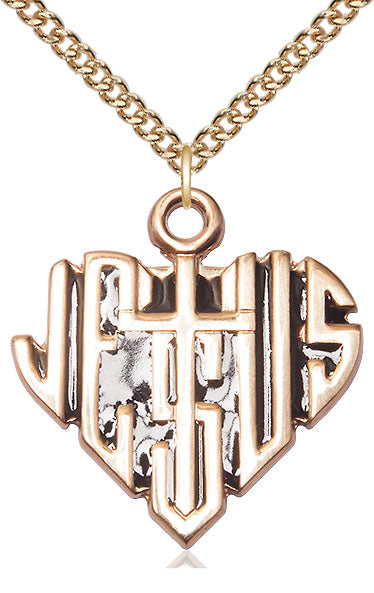 Heart of Jesus and Cross Large Pendant