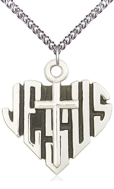 Heart of Jesus and Cross Large Pendant