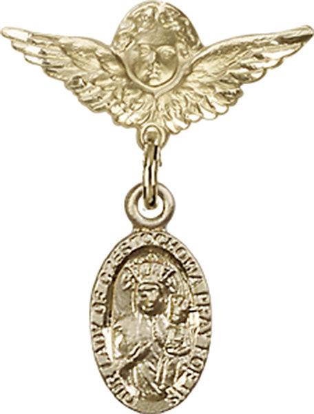 Our Lady of Czestochowa Charm and Angel with Smaller Wings Badge Pin
