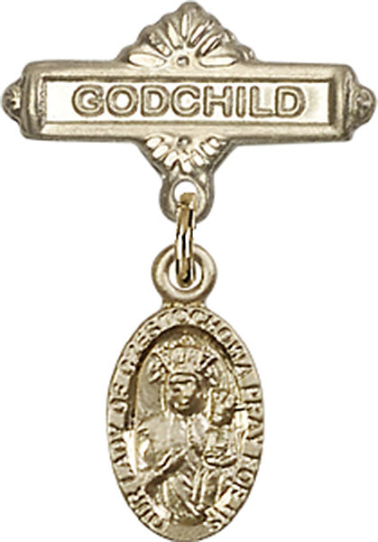 Our Lady of Czestochowa Charm and Godchild Badge Pin