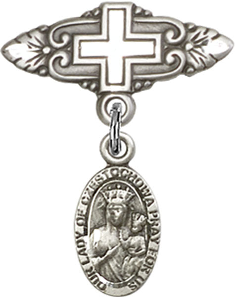 Our Lady of Czestochowa Charm and Badge Pin with Cross