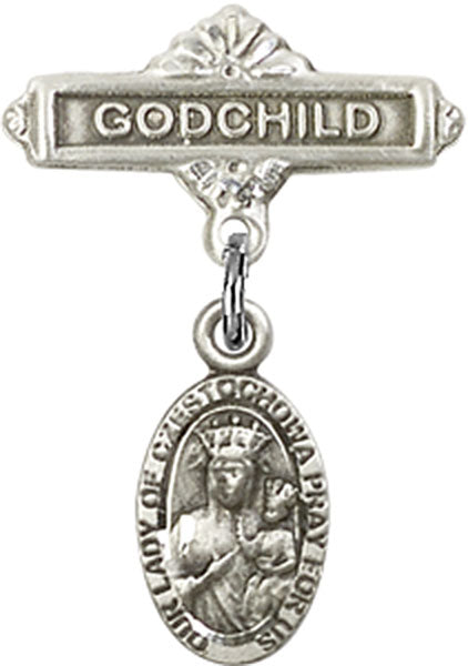 Our Lady of Czestochowa Charm and Godchild Badge Pin