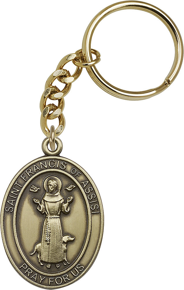 St. Francis of Assisi Oval Shaped Keychain