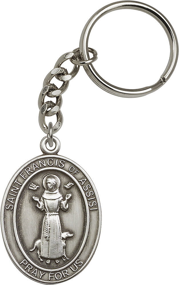 St. Francis of Assisi Oval Shaped Keychain