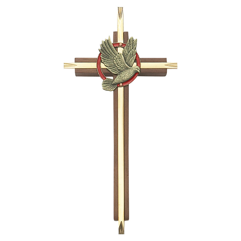 Confirmation Cross Walnut & Brass 7 inch