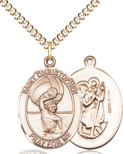 St. Christopher Men's Water Polo Medal, 1 x 3/4 Inch