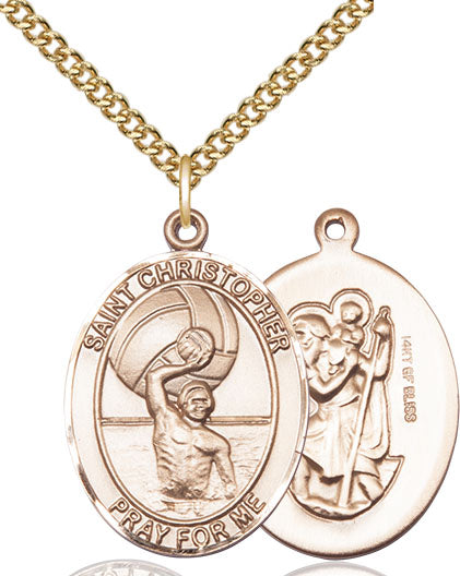 St. Christopher Men's Water Polo Medal, 1 x 3/4 Inch