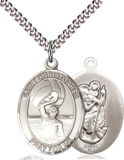 St. Christopher Men's Water Polo Medal, 1 x 3/4 Inch
