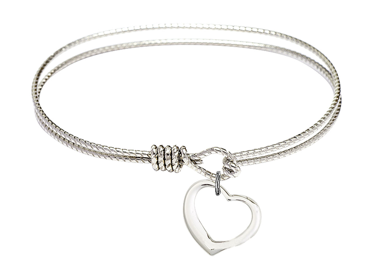 Cable Bangle Bracelet with a Contemporary Open Heart Charm