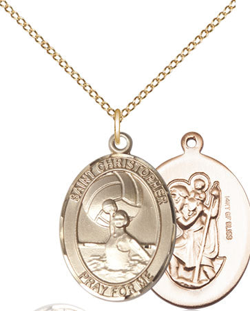 St. Christopher Women's Water Polo Medal, 3/4 x 1/2 Inch
