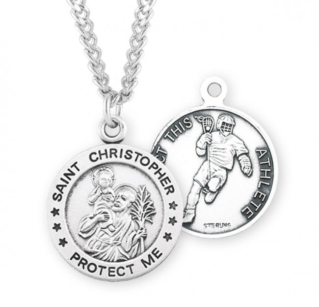 St. Christopher Lacrosse Medal Sterling Silver for Men