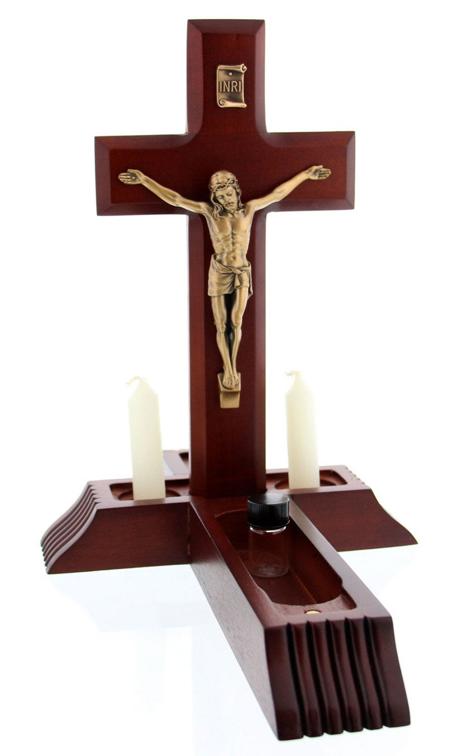 Dark Cherry Sick Call Crucifix Set - 10 inch