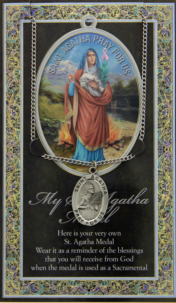 St. Agatha Medal in Pewter with Bi-Fold Prayer Card