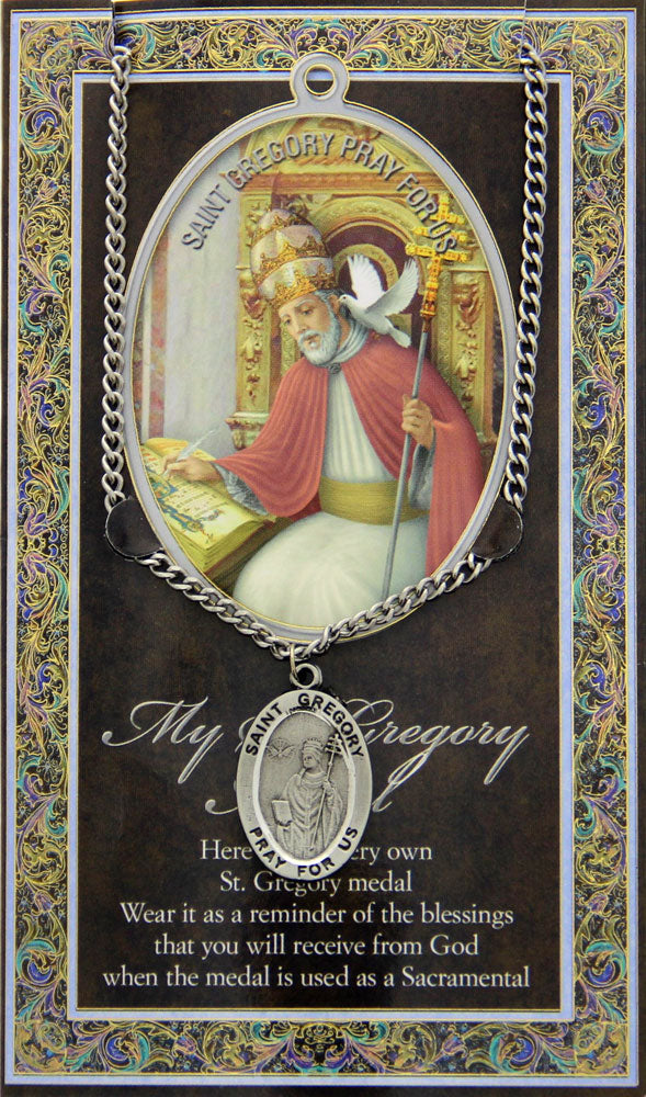 St. Gregory the Great Medal in Pewter with Bi-Fold Prayer Card