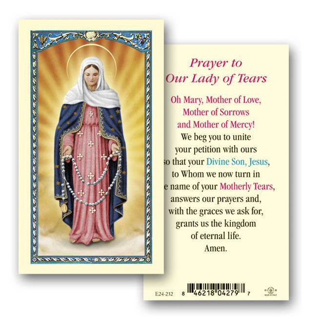 Our Lady of Tears Laminated Prayer Card