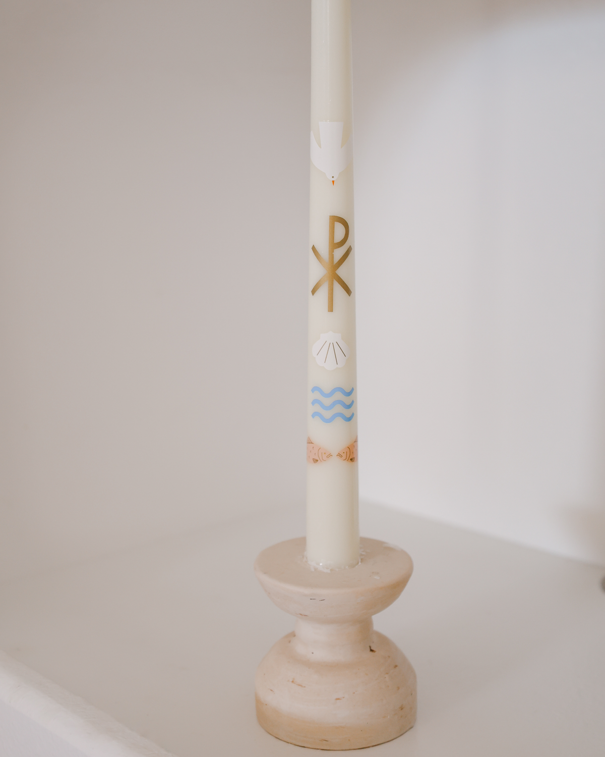 Living Water Baptism Candle, Multicolor, Soy & Beeswax