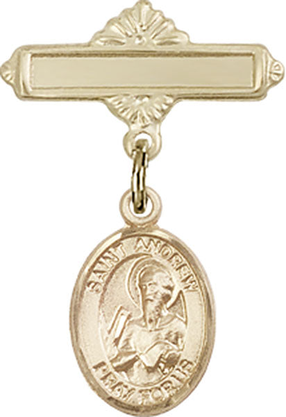 St. Andrew the Apostle Charm and Polished Engravable Badge Pin