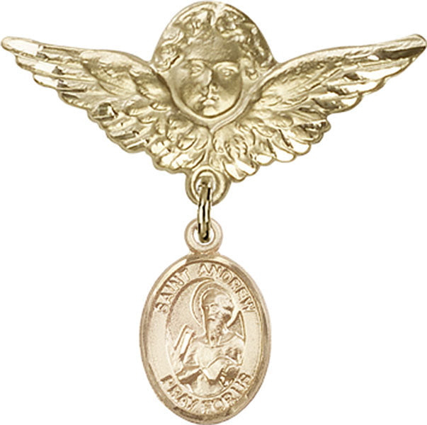St. Andrew the Apostle Charm and Angel with Larger Wings Badge Pin
