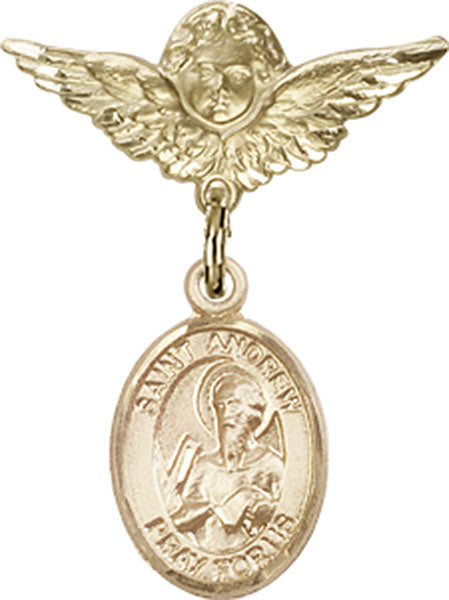 St. Andrew the Apostle Charm and Angel with Smaller Wings Badge Pin