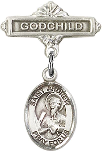 St. Andrew the Apostle Charm and Godchild Badge Pin