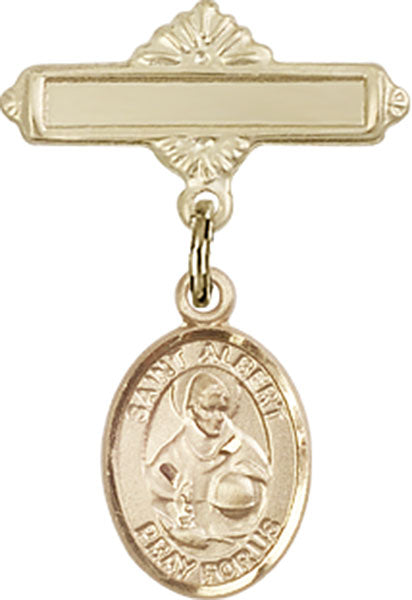 St. Albert the Great Charm and Polished Engravable Badge Pin