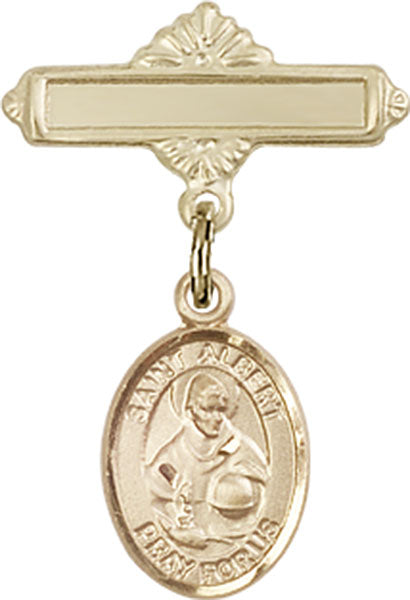 St. Albert the Great Charm and Polished Engravable Badge Pin