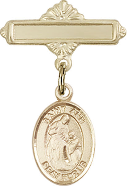 St. Ann Charm and Polished Engravable Badge Pin