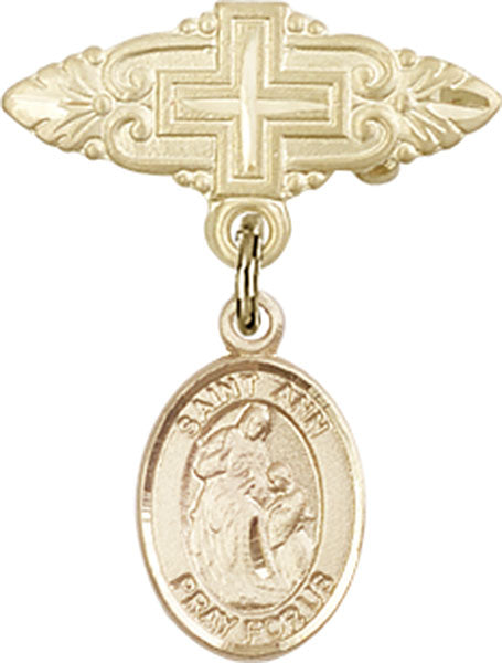 St. Ann Charm and Badge Pin with Cross