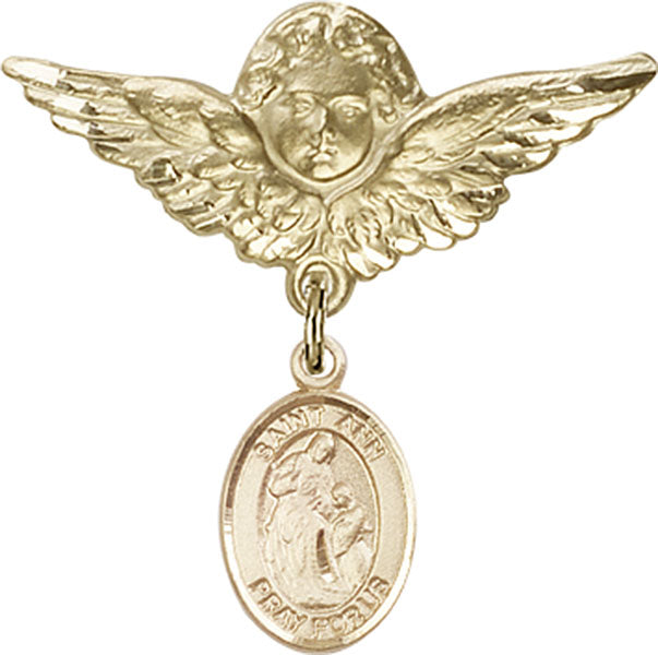 St. Ann Charm and Angel with Larger Wings Badge Pin