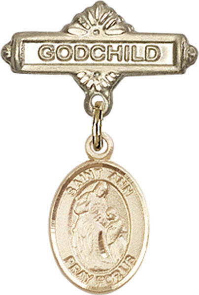 St. Ann Charm and Godchild Badge Pin