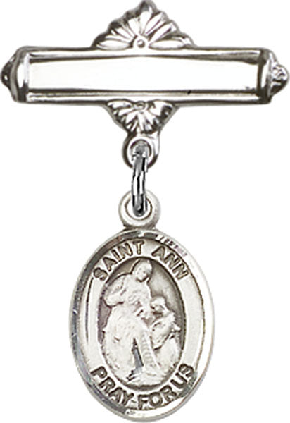 St. Ann Charm and Polished Engravable Badge Pin