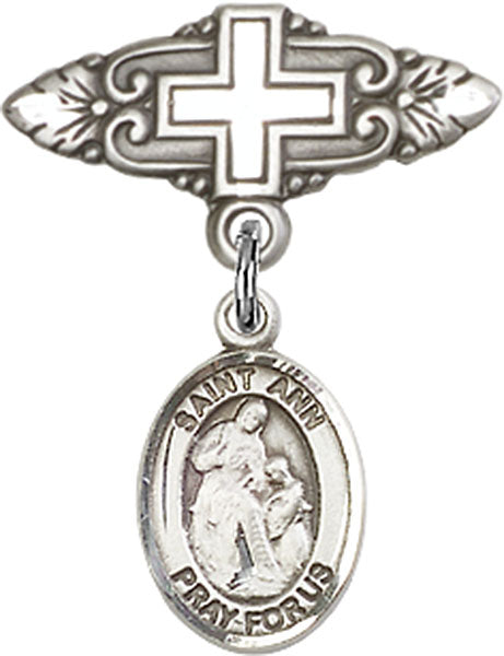 St. Ann Charm and Badge Pin with Cross