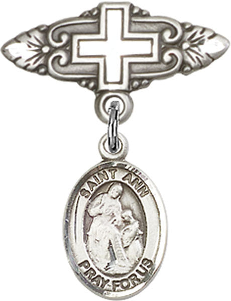 St. Ann Charm and Badge Pin with Cross