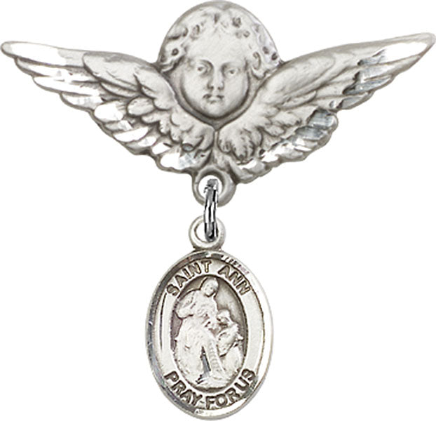 St. Ann Charm and Angel with Larger Wings Badge Pin