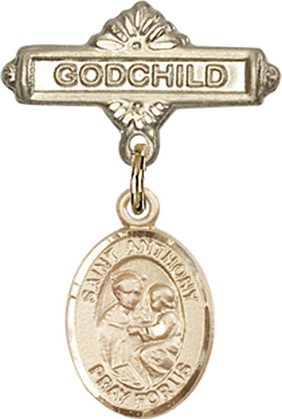 St. Anthony of Padua Charm and Godchild Badge Pin