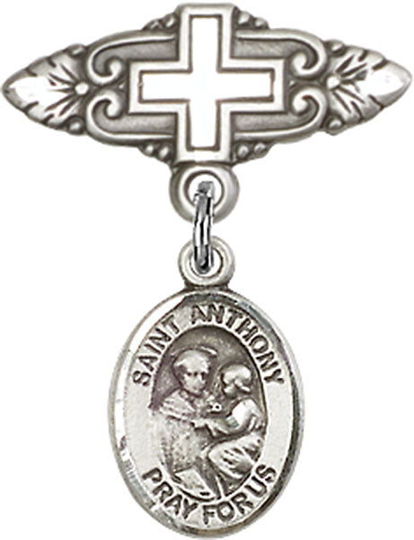 St. Anthony of Padua Charm and Badge Pin with Cross