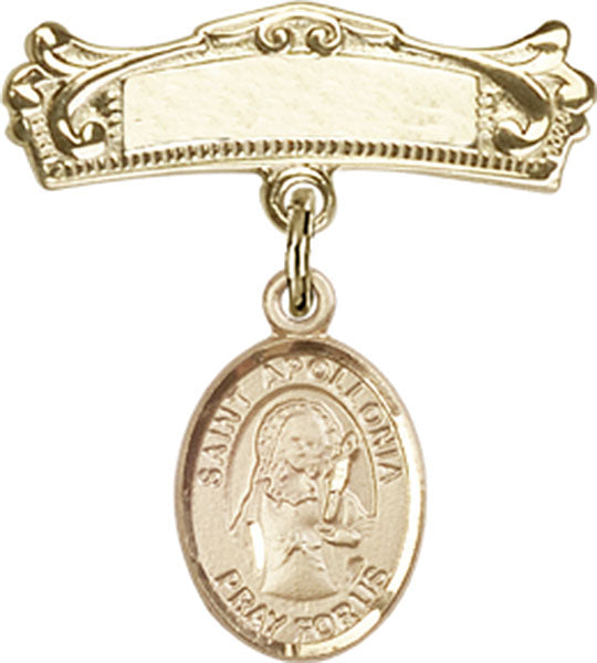 St. Apollonia Charm and Arched Polished Engravable Badge Pin