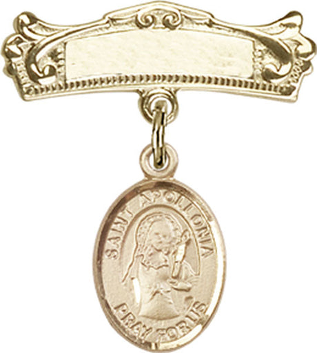 St. Apollonia Charm and Arched Polished Engravable Badge Pin