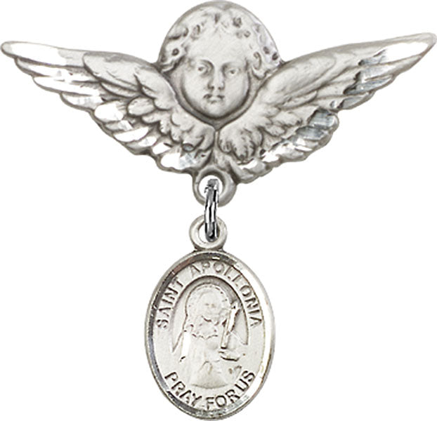 St. Apollonia Charm and Angel with Larger Wings Badge Pin