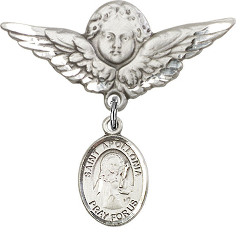 St. Apollonia Charm and Angel with Larger Wings Badge Pin