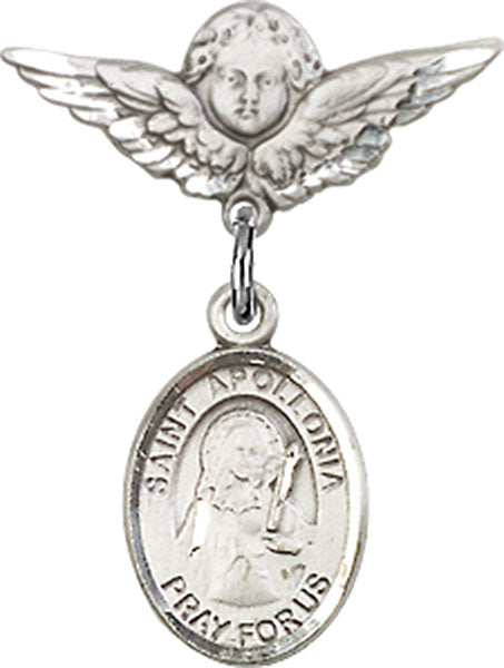 St. Apollonia Charm and Angel with Smaller Wings Badge Pin