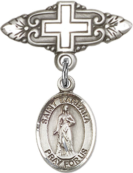St. Barbara Charm and Badge Pin with Cross