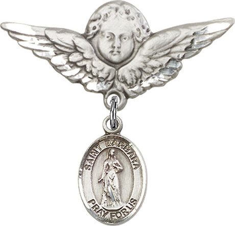 St. Barbara Charm and Angel with Larger Wings Badge Pin