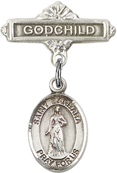 St. Barbara Charm and Godchild Badge Pin
