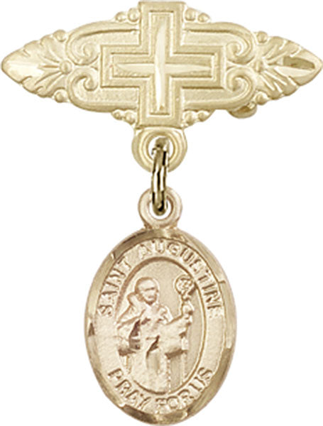 St. Augustine Charm and Badge Pin with Cross